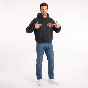 Sweat à capuche oversize décontracté pour homme en molleton 100 % coton avec poche avant – Votre marque - Product Image 6
