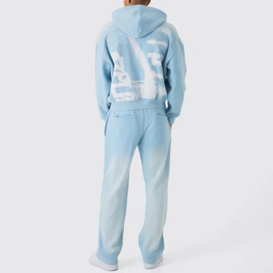 Conjunto Deportivo de Dos Piezas para Hombre, Sudadera con Capucha y Pantalones Deportivos de Felpa Gris Acero, Ropa Deportiva de Invierno - Product Image 3