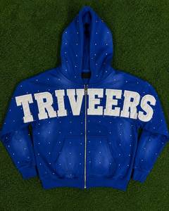 เสื้อแจ็คเก็ตฮู้ดดี้ฟลีซหนานุ่มทรงโอเวอร์ไซส์แบบซิป รุ่น Triveers ยอดขายสูงสุดปี 2026 สไตล์สตรีทแฟชั่นสำหรับผู้ชาย สามารถสั่งทำได้ - Product Image 1