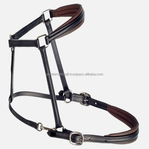 Halter de cheval en cuir anglais marron fait à la main personnalisé en tailles d'épi en laiton de course de chevaux et accessoires - Product Image 5