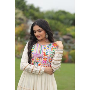 Navratri Special Multi-Thread Embroidered <b>Evening</b> <b>Gown</b> - Product Image 1