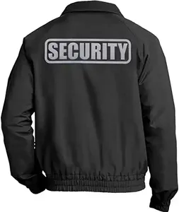 Chaqueta Bomber al por Mayor IBS, Chaqueta Bomber con Cuello de Forro Polar, Negra, Poliéster/Algodón, Unisex, Reflectante, Cortavientos para Guardias de Seguridad - Product Image 2