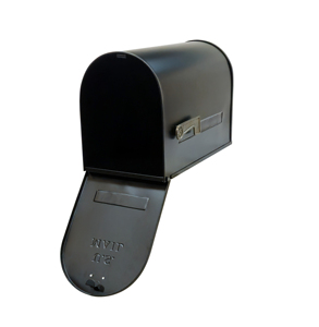 Grande boîte aux lettres extérieure en fer galvanisé noir, résistante à la rouille et imperméable, pour montage sur poteau - Product Image 3