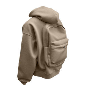 Sudadera Unisex Marrón con Capucha y Cremallera, Corte Regular, Forro Polar, Informal, para Invierno, con Bolsillo, Tejido con Bloques de Color, 100% Algodón - Product Image 3