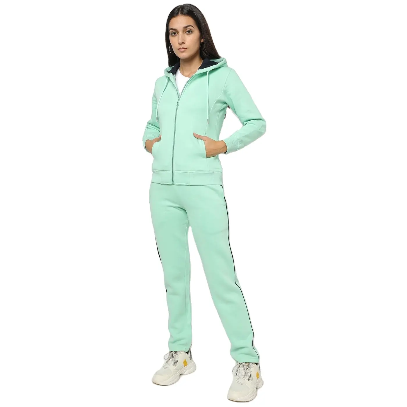 Tuta sportiva da donna con Design personalizzato di marca personalizzata all'ingrosso tuta sportiva da jogging da donna in cotone e poliestere