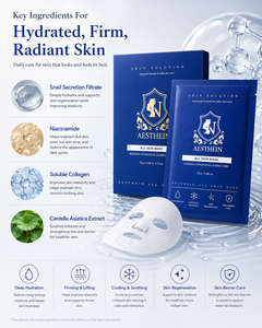 AESTHEIN Masque en tissu pour tous types de peaux 10 unités – Mucine d'escargot, Collagène, Ferment, Niacinamide – Anti-âge, Lifting, Renouvellement cutané – Corée - Product Image 6