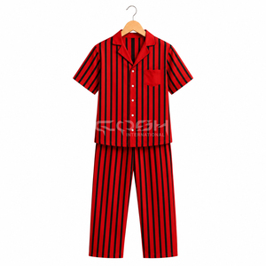 Cosh International Delta Sigma Sorority Greek Apparel Red Black Striped Women Sleep Wear Elegant <b>PJs</b> Night Wear - Product Image 1
