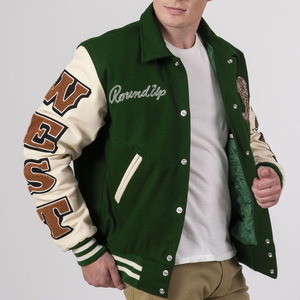 Attractive And Unique Design OEM Service Best Men'<b>s</b> Varsity <b>Jacket</b> High Quality Green Color Patch Work Men'<b>s</b> <b>Jackets</b> - Product Image 4