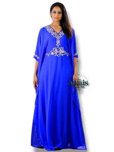 Robe longue de soirée élégante et respirante pour femme, col montant, manches longues, unie, avec broderie de sequins et appliques en mousseline - Product Image 3