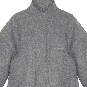 Chaqueta Bomber Gris con Aspecto de Lana, Corte Regular, Prenda Exterior de Lana Sintética, Líneas Limpias, Silueta Larga, Ropa Urbana para el Día a Día - Product Image 6