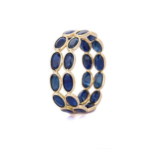 Bague de mariage éternelle en or jaune 18 carats avec saphirs - Bague ajustable et imposante - Product Image 3