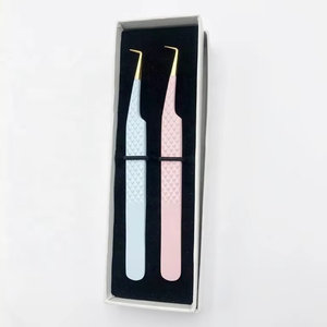 Pinzas para Extensión de Pestañas de Acero Inoxidable Sólido con Recubrimiento en Polvo y Dorado, con Agarre de Diamante de 90 Grados, Personalizadas, de Marca Privada, Más Vendidas - Product Image 1