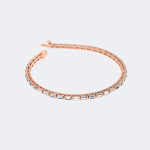 Women's 18K Gold Vintage <b>Baguette</b> Bar-Set Diamond Line <b>Bracelet</b> 2.52CTW IGI Certified - Product Image 5
