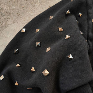 Sweat-shirts à capuche zippés en molleton 100 % coton de haute qualité, best-sellers, noirs unis, avec broderie personnalisée et entièrement ornés de strass pour hommes - Product Image 5