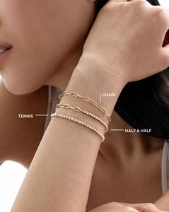 Bracelet demi-chaîne demi-papillon en or jaune 9K 10K 14K 18K avec diamants CVD de laboratoire VVS DEF taille ronde - Product Image 4