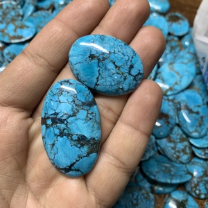 Turquesa de Magnesita, Gemas Minerales Sueltas, Cabujón Pulido, Teñido, con Efecto de Fuego Azul, Varias Formas, Todos los Tamaños, para Joyería - Product Image 3