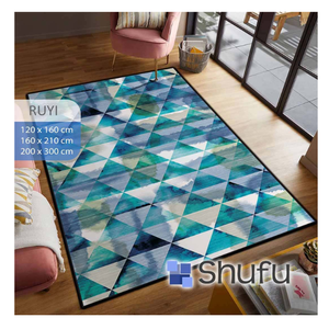 พรมลายโมเดิร์นแบบนามธรรม Shufu ขายส่ง ผลิตจากผ้าฟลานเนลที่เป็นมิตรกับสิ่งแวดล้อม ขอบกันลื่น ทนทาน เหมาะสำหรับใช้ในบ้าน - Product Image 1