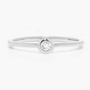 Anillos Apilables con Diamantes Pequeños, Corte Redondo, Cultivados en Laboratorio, Oro Sólido de 14k y 18k, Minimalistas, de Promesa, Joyería Fina Moderna, Regalos para Mujer - Product Image 5