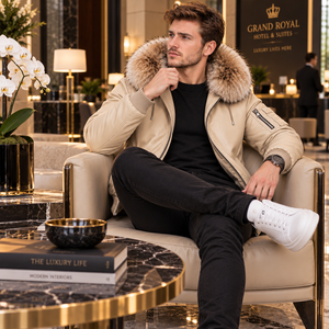 Veste en cuir pour homme de haute qualité avec capuche en fourrure, vente en gros personnalisée |   Veste de couleur personnalisée |   Blouson rembourré |   Bomberjack de luxe - Product Image 5