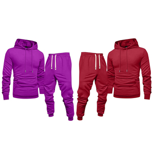 <b>Men's</b> Hooded Tracksuit Solid Color Casual Wear High Quality Cotton Fleece Tracksuit Sportwear Tracksuit Running Tracksuit - Product Image 1