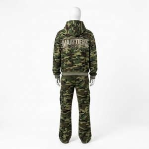 <b>Mens</b> <b>Camo</b> Tracksuit Set Hoodie <b>Cargo</b> Pants Rhinestone Detail Custom Streetwear Sportswear Matching Outfit New Style - Product Image 2
