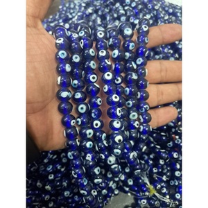 Gros fait à la main bleu mauvais œil perles de verre brins vraie touche pierre semi-précieuse pour bijoux de mode et artisanat Feng Shui - Product Image 1