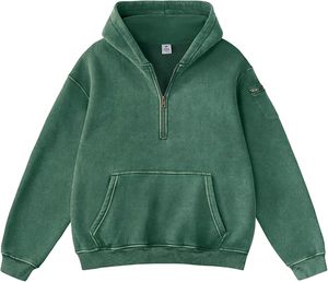 Sudadera con capucha y media cremallera con estampado de bordado 3D personalizado, nuevos diseños 2026, 100% algodón mezclado con forro polar, estilo oversize, ropa de calle de invierno - Product Image 4