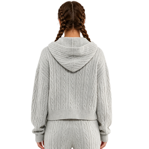 Autumn Fashion New Product <b>Women</b> Casual Long SleeveJacquard <b>Pattern</b> Knitted Hoodie Pullover Sweatshirt Crop Top Hoodie for <b>Women</b> - Product Image 2