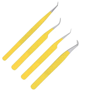 Pince à cils jaune pour extensions de cils, logo personnalisé, pointes brillantes en plasma avec revêtement en poudre et aimant - Product Image 2
