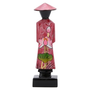 Traditional Vietnam lady lacquered statue highest quality handmade lacquer figurine for home decor - Product Image 1