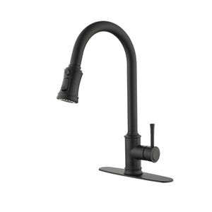 Rubinetto da cucina monocomando in acciaio inossidabile con doccetta estraibile ad arco alto, per lavello - Product Image 1