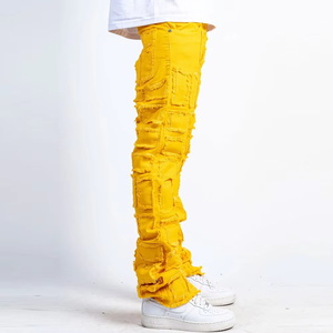 Pantalones de mezclilla baratos estilo streetwear, vaqueros holgados de algodón, pantalones largos rectos para hombre, pantalones anchos lavados para hombre - Product Image 1
