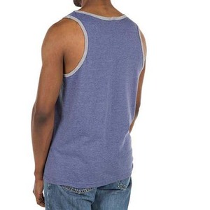Débardeur en coton bleu uni pour homme, col rond, décontracté, tricoté, sans manches - Product Image 6