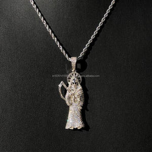 <b>Iced</b> <b>Out</b> Angel Pendant Moissanite Charm 925 Silver Rope <b>Chain</b> Hip Hop Necklace Custom Jewelry - Product Image 2