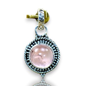 Pendentif Quartz Rose Artisan Fabriqué En Argent Sterling 925 Bijoux En Argent En Gros - Product Image 1