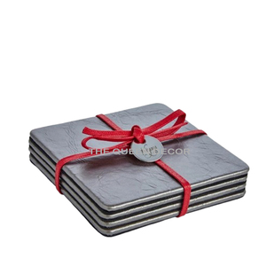 Stone Coasters for <b>Cup</b> <b>Mat</b> for Drink Set of 4 Promotional Gift Wholesale Custom Unique Design Aluminum Metal - Product Image 1