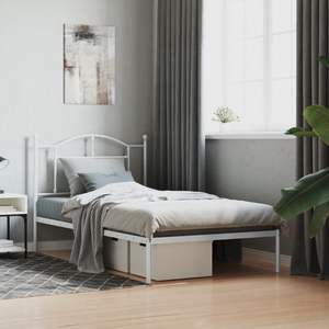 Cadre de lit simple moderne en acier blanc, design rectangulaire, lits en métal - Product Image 1