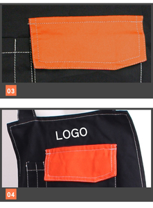 <b>Men's</b> Black Breathable Reflective Safety Work Coverall Bib Needle Detection Orange Pockets Abrasion Resistant Cotton <b>Overalls</b> - Product Image 5