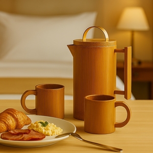 Eco-Friendly Bohemian Design Bamboo Tea <b>Pot</b> Cup <b>Set</b> | Natural Bamboo Food Grade Tea Serving <b>Set</b> | Sustainable Reusable Drinkware - Product Image 4