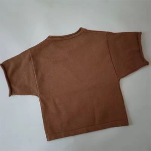 Camiseta de punto para mujer, de manga corta, cuello redondo, color liso, ajuste holgado, para todas las estaciones, estilo casual - Product Image 2