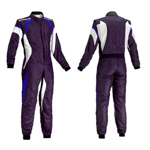 Mono de Carreras de Poliéster Ignífugo con Bloques de Color Blanco y Azul, Manga Larga, para Deportes de Motor y Go Kart - Product Image 3