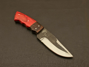 Cuchillo de Caza y Camping EDC de Hoja Fija Forjado a Mano en Acero al Carbono con Acabado Bicolor, Mango Bicolor y Funda de Cuero - Directo de Fábrica - Product Image 6