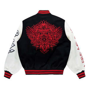Veste bomber varsity courte en similicuir avec manches en chenille brodée, style baseball, unisexe, streetwear haut de gamme, mode hiver - Product Image 2