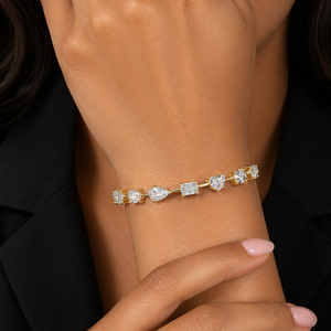 Fancy Shape Lab Grown Diamond Tennis <b>Bracelet</b> 10K 14K <b>Solid</b> Gold Mixed Cut Diamond DEF VVS Women's Luxury <b>Bracelet</b> Everyday Wear - Product Image 2