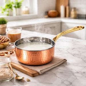 Casserole en cuivre de luxe, capacité 1-2L, compatible gaz et induction, design minimaliste, portable - Product Image 4