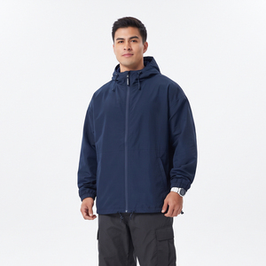 Veste coupe-vent à capuche pour homme, coupe ample, fermeture éclair, en nylon, décontractée, 100 % polyester, manches longues, épaules tombantes, hiver - Product Image 1