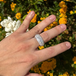 Round Brilliant Cut Moissanite Diamond Five Row Wedding Engagement <b>Ring</b> 925 Sterling <b>Silver</b> <b>Statement</b> <b>Ring</b> Hip Hop Style Jewelry - Product Image 2