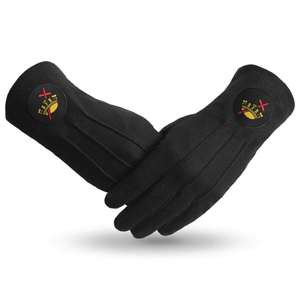 Masonic Black Leather <b>Gloves</b> Wrist Length Plain Style Heat Transfer Logo Embroidered <b>Touchscreen</b> Durable Warmth Outdoor Daily - Product Image 1