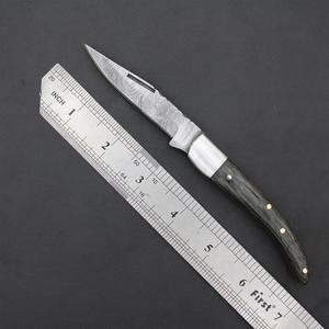 Couteau de poche pliable Laguiole 440c en acier inoxydable lame Damas personnalisable OEM manche en micarta pour le bricolage - Product Image 6