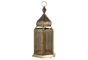 Brass <b>Moroccan</b> <b>Lantern</b> With Perforated Design For Home Decoration or Ramadan Kareem - Product Image 1